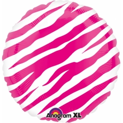 Balon foliowy okrągły Różowa Zebra 43 cm